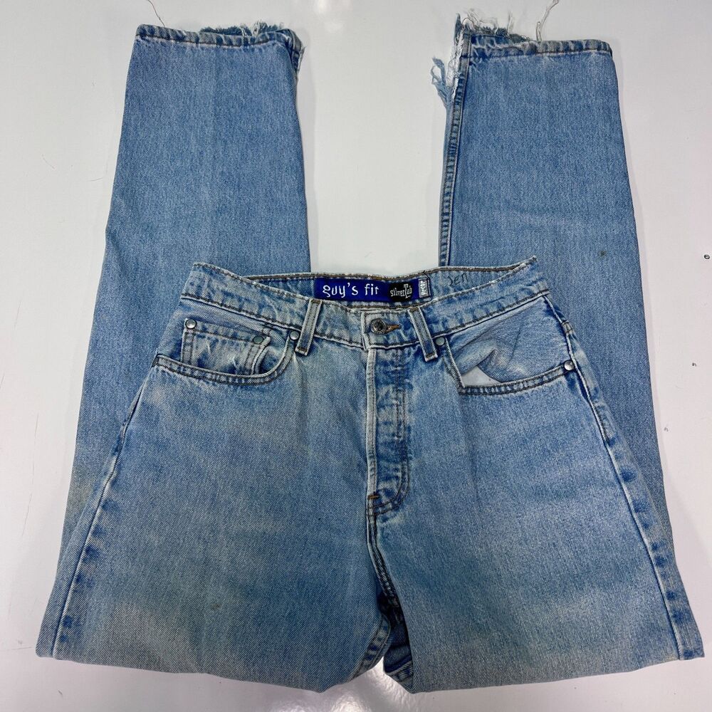 Vintage Levi's Silvertab Guys Fit Jeans Light Wash Distressed Thrashed USA 28x32
